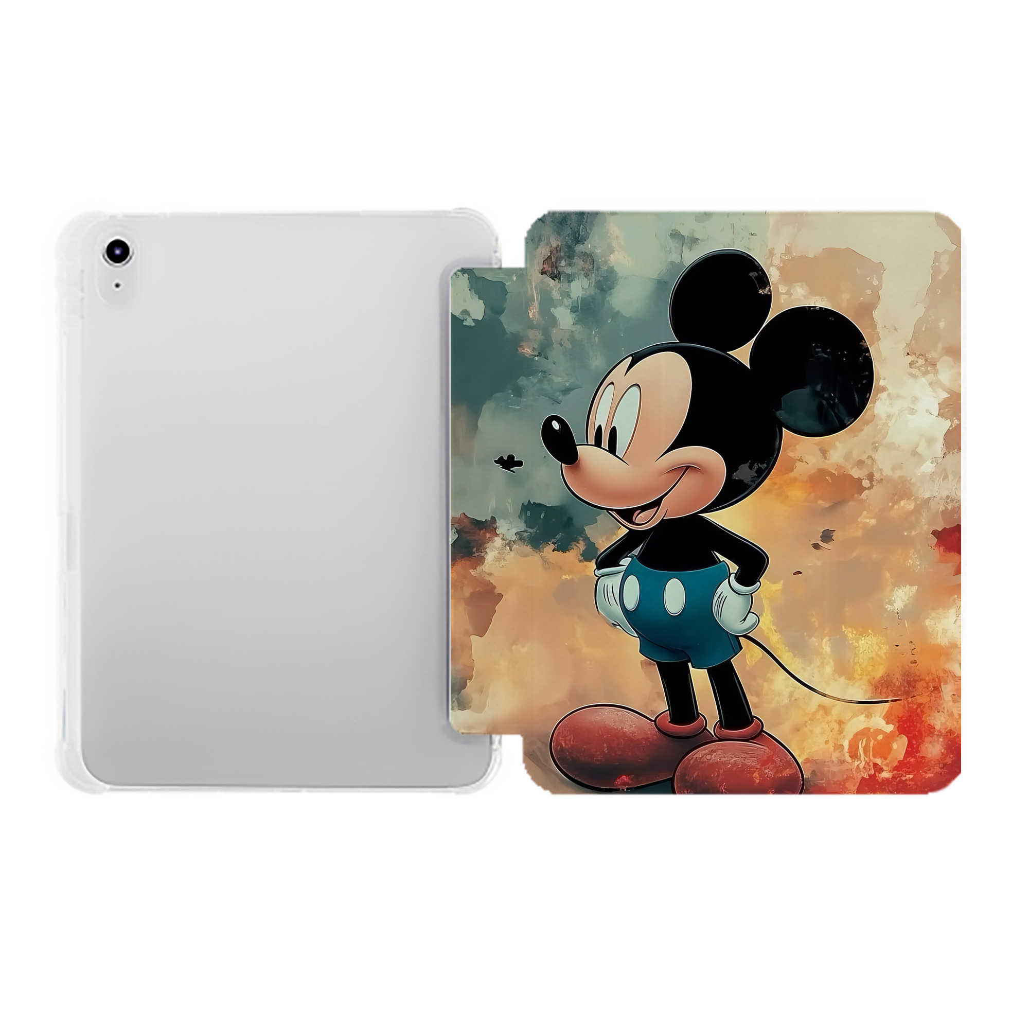 （画像用） ミッキーマウス Mickey Mouse IPad ケース ペン収納付き 三つ折りスタンド PUレザー×シリコン 対応機種9.5/10.5/10.9インチ